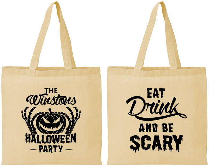 Personalized Halloween Cotton Tote Bags - Eat Drink Be Scary | 250033