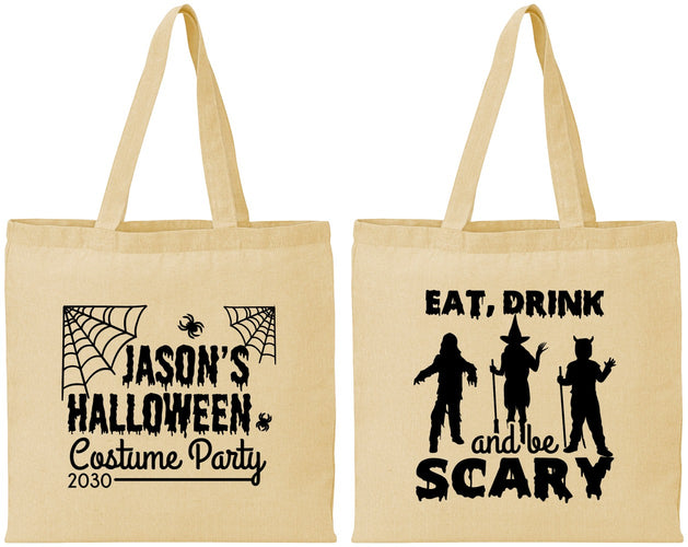 Personalized Halloween Cotton Tote Bags - Eat Drink Be Scary | 250038