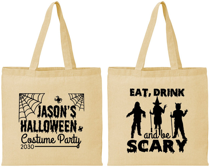 Personalized Halloween Cotton Tote Bags - Eat Drink Be Scary | 250038
