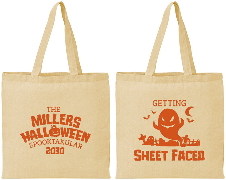 Personalized Halloween Cotton Tote Bags - Ghost Sheet Faced | 250040