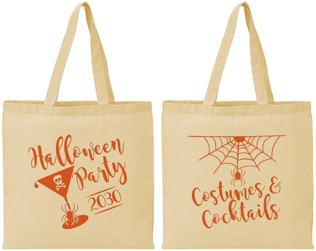 Personalized Halloween Cotton Tote Bags - Costumes Cocktails | 250048
