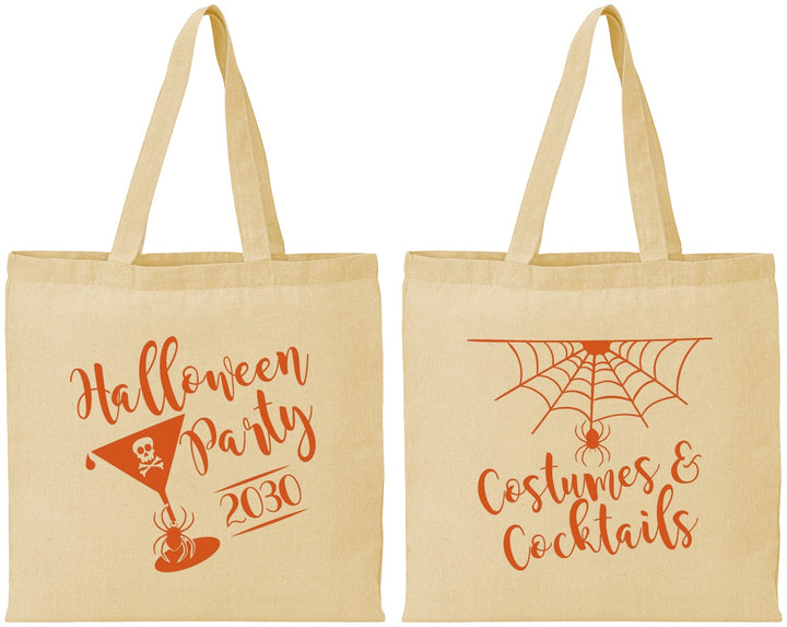 Personalized Halloween Cotton Tote Bags - Costumes Cocktails | 250048