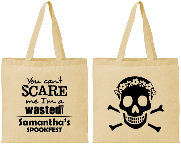 Personalized Halloween Cotton Tote Bags - Sugar Skull | 250050