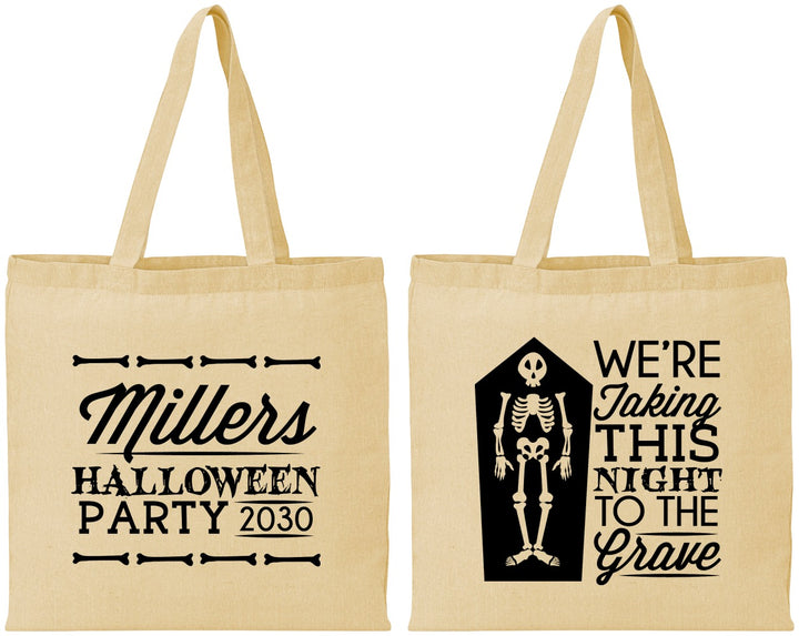 Personalized Halloween Cotton Tote Bags - Skeleton | 250051