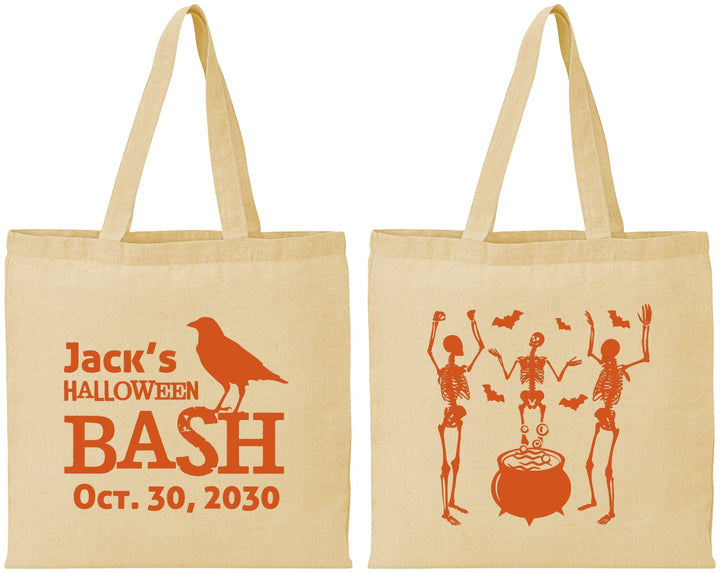 Personalized Halloween Cotton Tote Bags - Skeleton | 250052