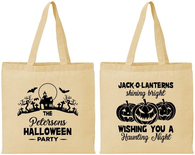 Personalized Halloween Cotton Tote Bags - Jack O Lantern | 250053