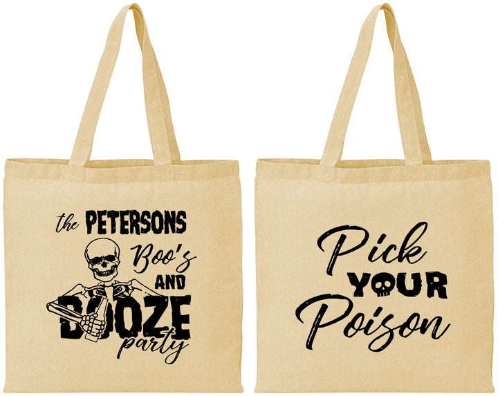 Personalized Halloween Cotton Tote Bags - Boos And Booze | 250054