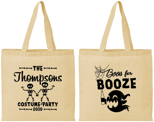 Personalized Halloween Cotton Tote Bags - Boos And Booze | 250058