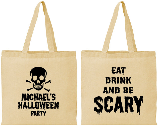 Personalized Halloween Cotton Tote Bags - Eat Drink Be Scary | 250059