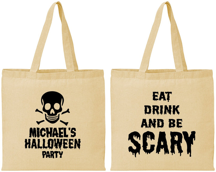 Personalized Halloween Cotton Tote Bags - Eat Drink Be Scary | 250059