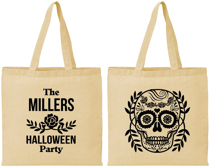 Personalized Halloween Cotton Tote Bags - Sugar Skull | 250061