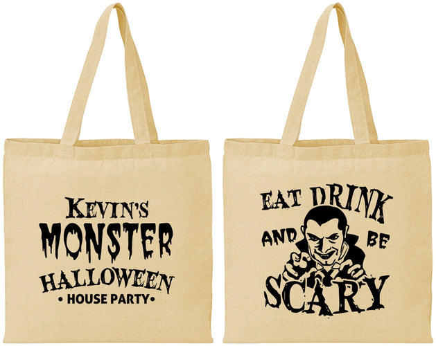 Personalized Halloween Cotton Tote Bags - Eat Drink Be Scary | 250063