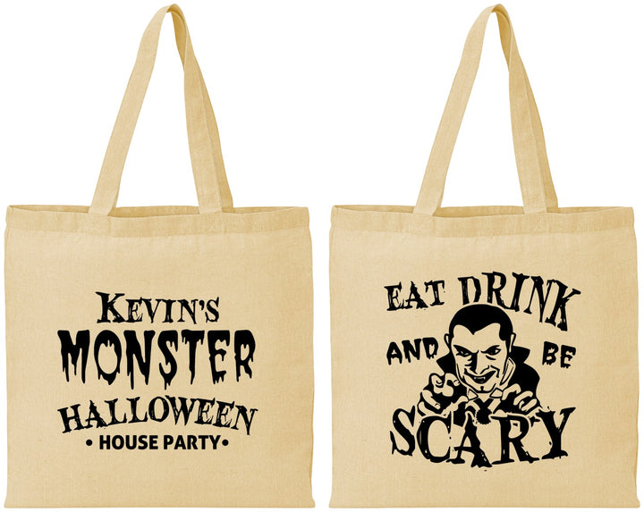 Personalized Halloween Cotton Tote Bags - Eat Drink Be Scary | 250063