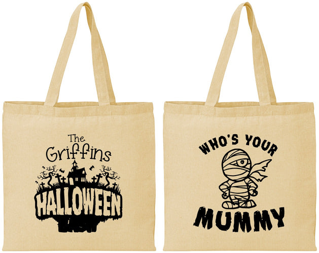 Personalized Halloween Cotton Tote Bags - Whos Your Mummy | 250067