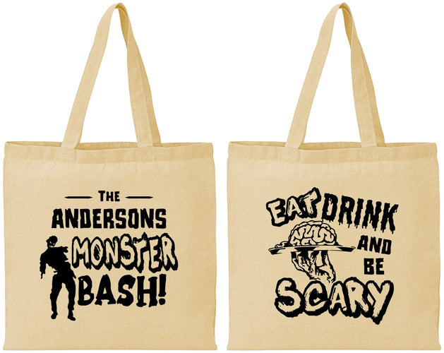 Personalized Halloween Cotton Tote Bags - Eat Drink Be Scary | 250070