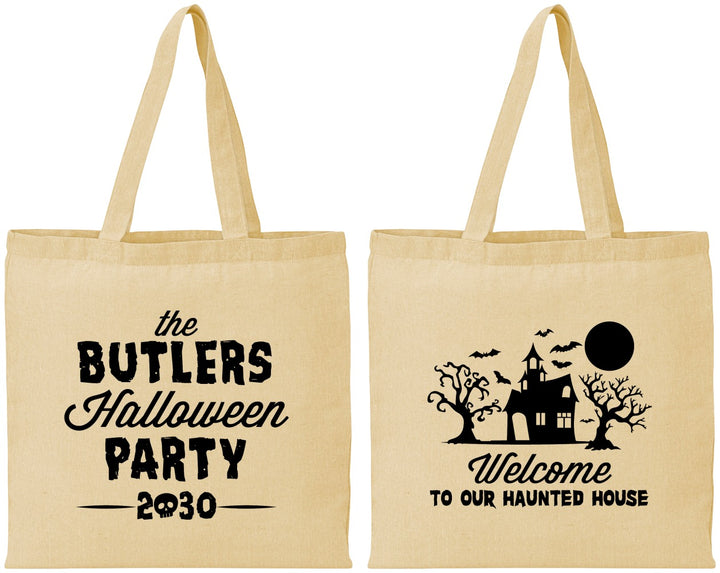 Personalized Halloween Cotton Tote Bags - Haunted House | 250073