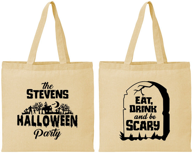 Personalized Halloween Cotton Tote Bags - Eat Drink Be Scary | 250074