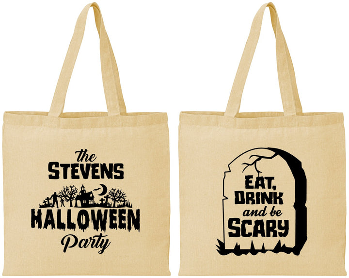 Personalized Halloween Cotton Tote Bags - Eat Drink Be Scary | 250074
