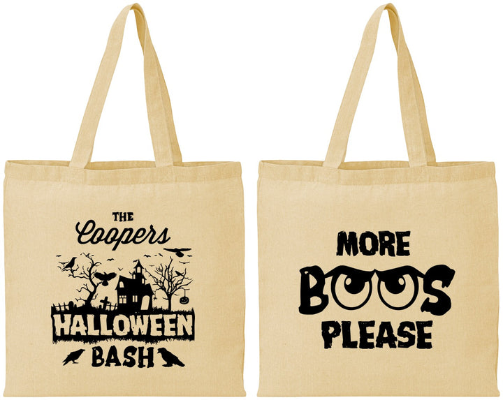 Personalized Halloween Cotton Tote Bags - Haunted House | 250075