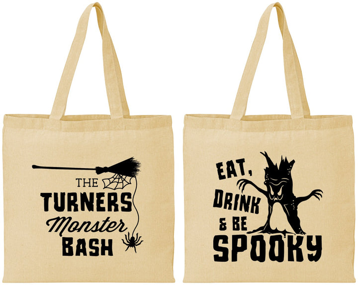 Personalized Halloween Cotton Tote Bags - Eat Drink Be Spooky | 250077