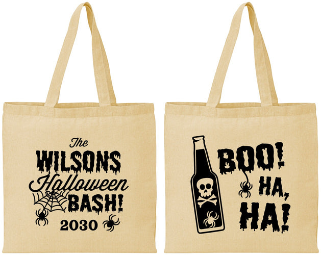 Personalized Halloween Cotton Tote Bags - Boo Skeleton | 250078