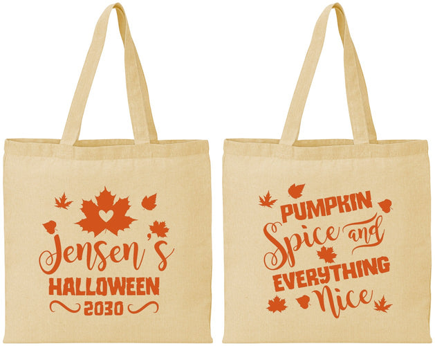 Personalized Halloween Cotton Tote Bags - Pumpkin | 250080