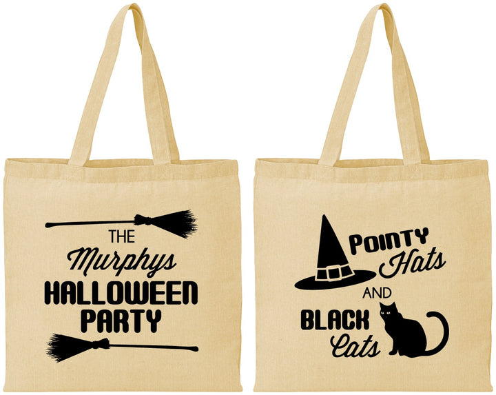Personalized Halloween Cotton Tote Bags - Black Cats | 250087