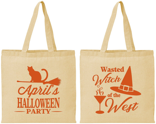 Personalized Halloween Cotton Tote Bags - Witch | 250088