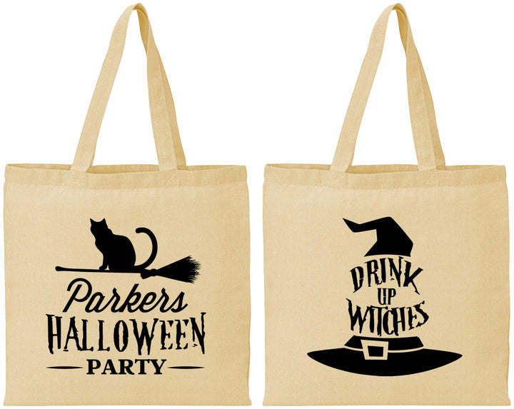 Personalized Halloween Cotton Tote Bags - Drink Up Witches | 250094