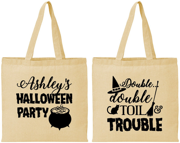 Personalized Halloween Cotton Tote Bags - Witch | 250095
