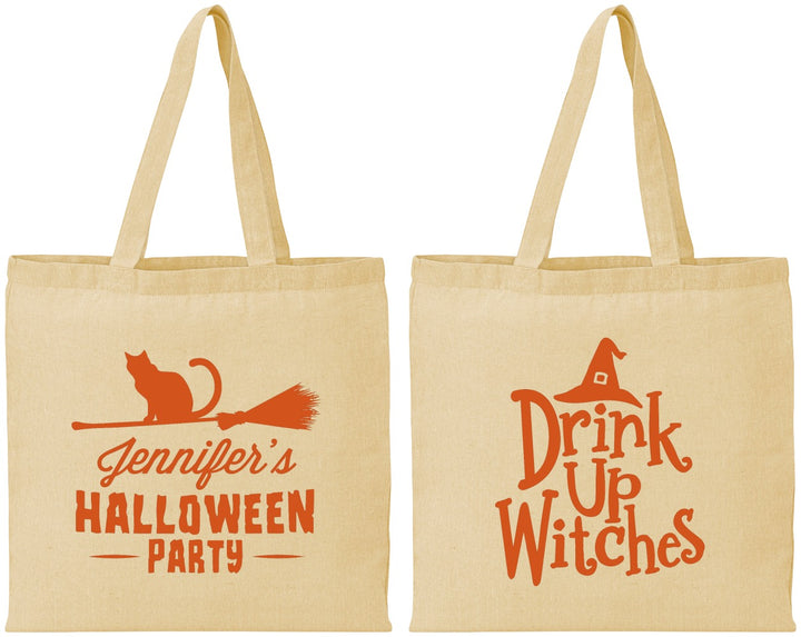 Personalized Halloween Cotton Tote Bags - Drink Up Witches | 250096