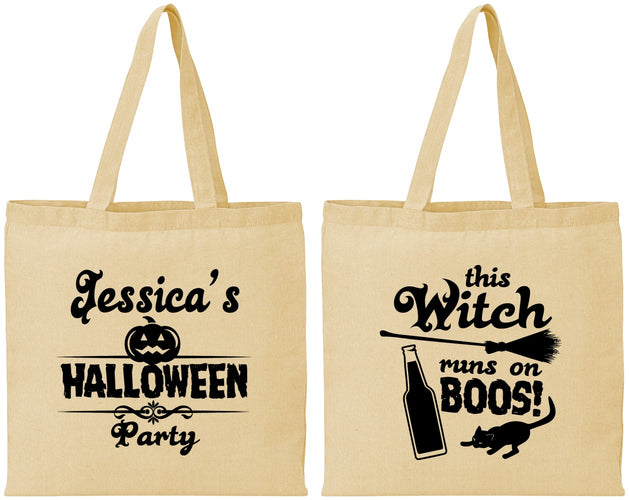 Personalized Halloween Cotton Tote Bags - Witch Boos | 250097