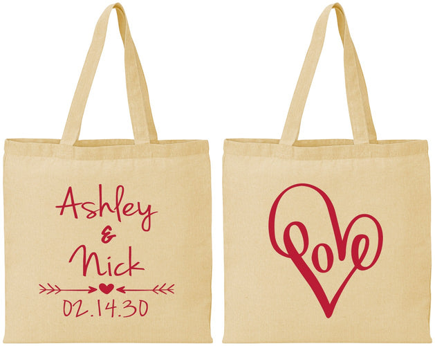 Personalized Wedding Cotton Tote Bags - Love | 252