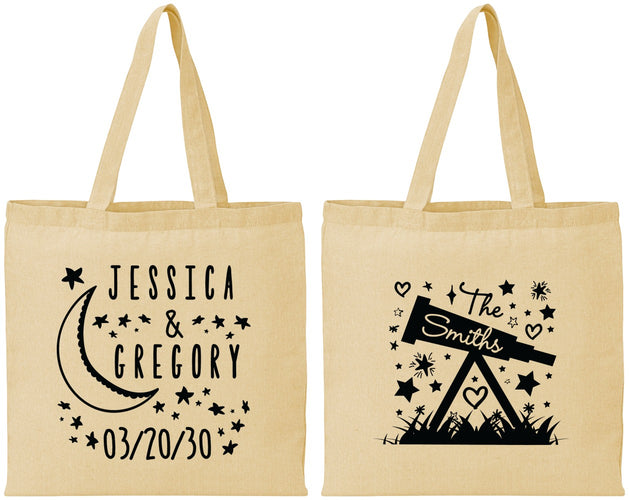 Personalized Wedding Cotton Tote Bags - Telescope | 255