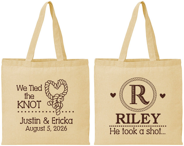 Personalized Wedding Cotton Tote Bags - We Tied The Knot | 260