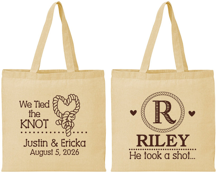 Personalized Wedding Cotton Tote Bags - We Tied The Knot | 260