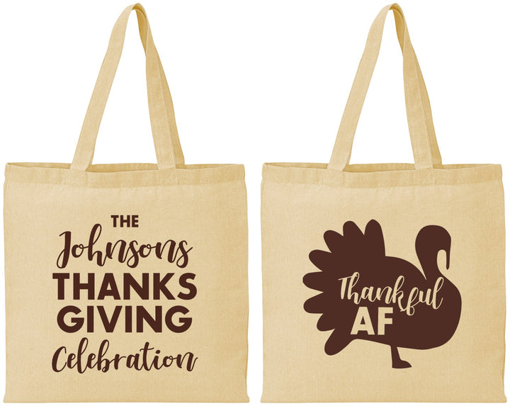 Personalized Thanksgiving Cotton Tote Bags - Thankful Af | 260002