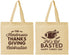 Personalized Thanksgiving Cotton Tote Bags - Lets Get Basted | 260003