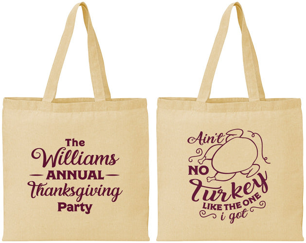 Personalized Thanksgiving Cotton Tote Bags - Turkey | 260005