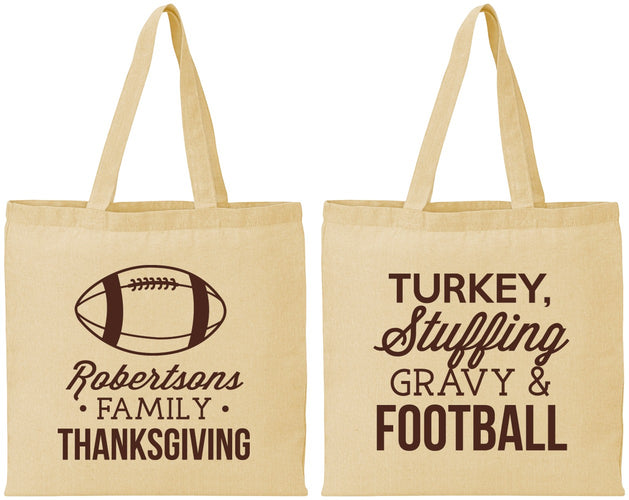 Personalized Thanksgiving Cotton Tote Bags - Football Turkey | 260010