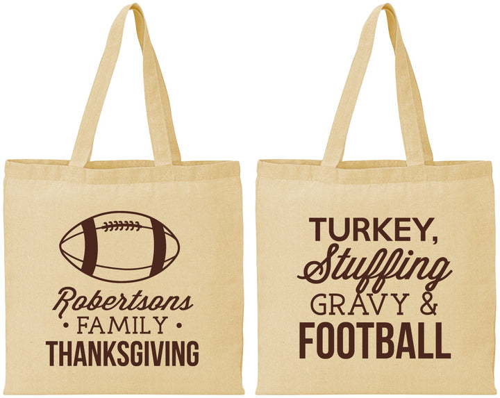 Personalized Thanksgiving Cotton Tote Bags - Football Turkey | 260010