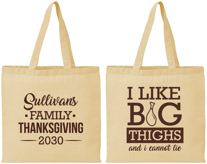 Personalized Thanksgiving Cotton Tote Bags - Big Thighs | 260011