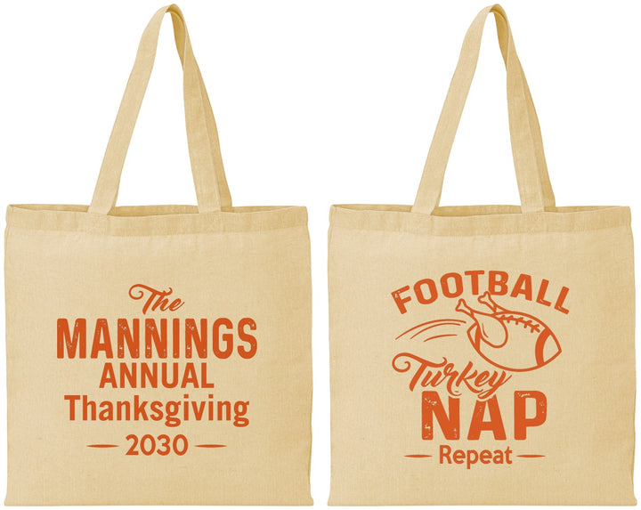Personalized Thanksgiving Cotton Tote Bags - Football Turkey | 260012