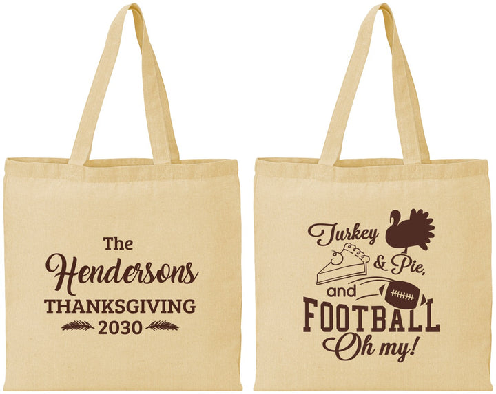 Personalized Thanksgiving Cotton Tote Bags - Football Turkey | 260014