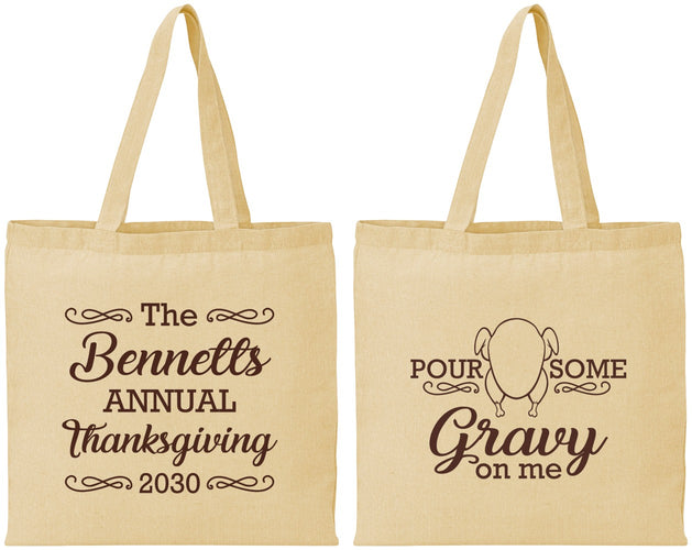 Personalized Thanksgiving Cotton Tote Bags - Turkey Gravy | 260015