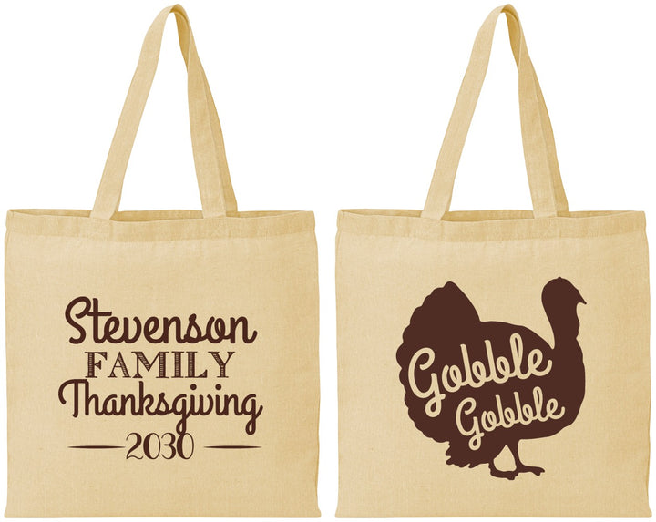 Personalized Thanksgiving Cotton Tote Bags - Gobble Turkey | 260018