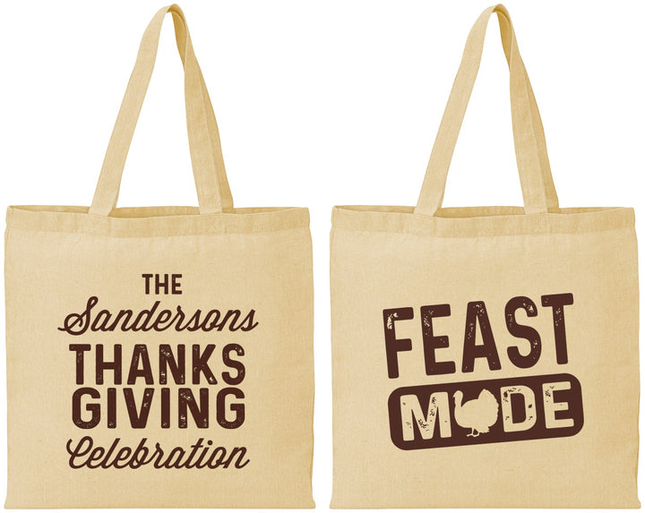 Personalized Thanksgiving Cotton Tote Bags - Feast Mode | 260019