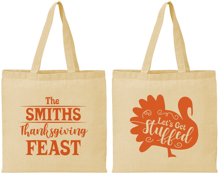 Personalized Thanksgiving Cotton Tote Bags - Lets Get Stuffed | 260020