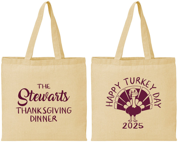 Personalized Thanksgiving Cotton Tote Bags - Turkey Day | 260021
