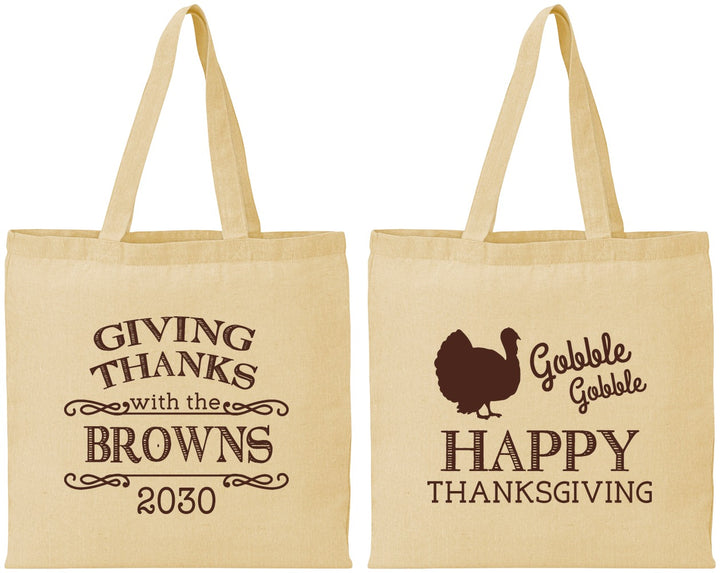 Personalized Thanksgiving Cotton Tote Bags - Gobble Gobble | 260022